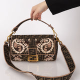 Fendi Zucca Paisley Embroidered Baguette - FashioNica