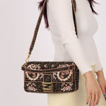Fendi Zucca Paisley Embroidered Baguette - FashioNica