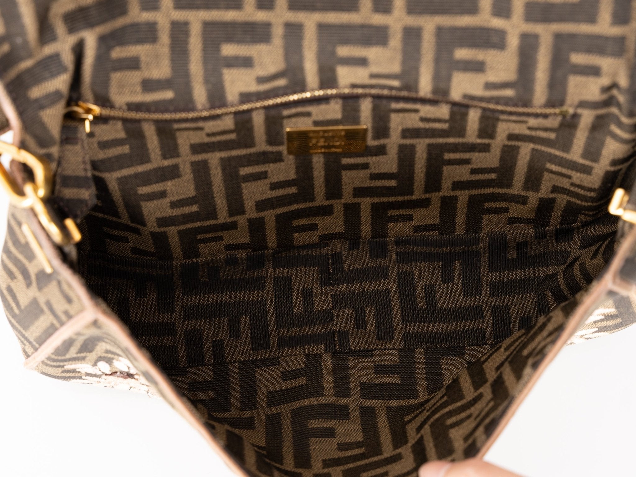 Fendi Zucca Paisley Embroidered Baguette - FashioNica