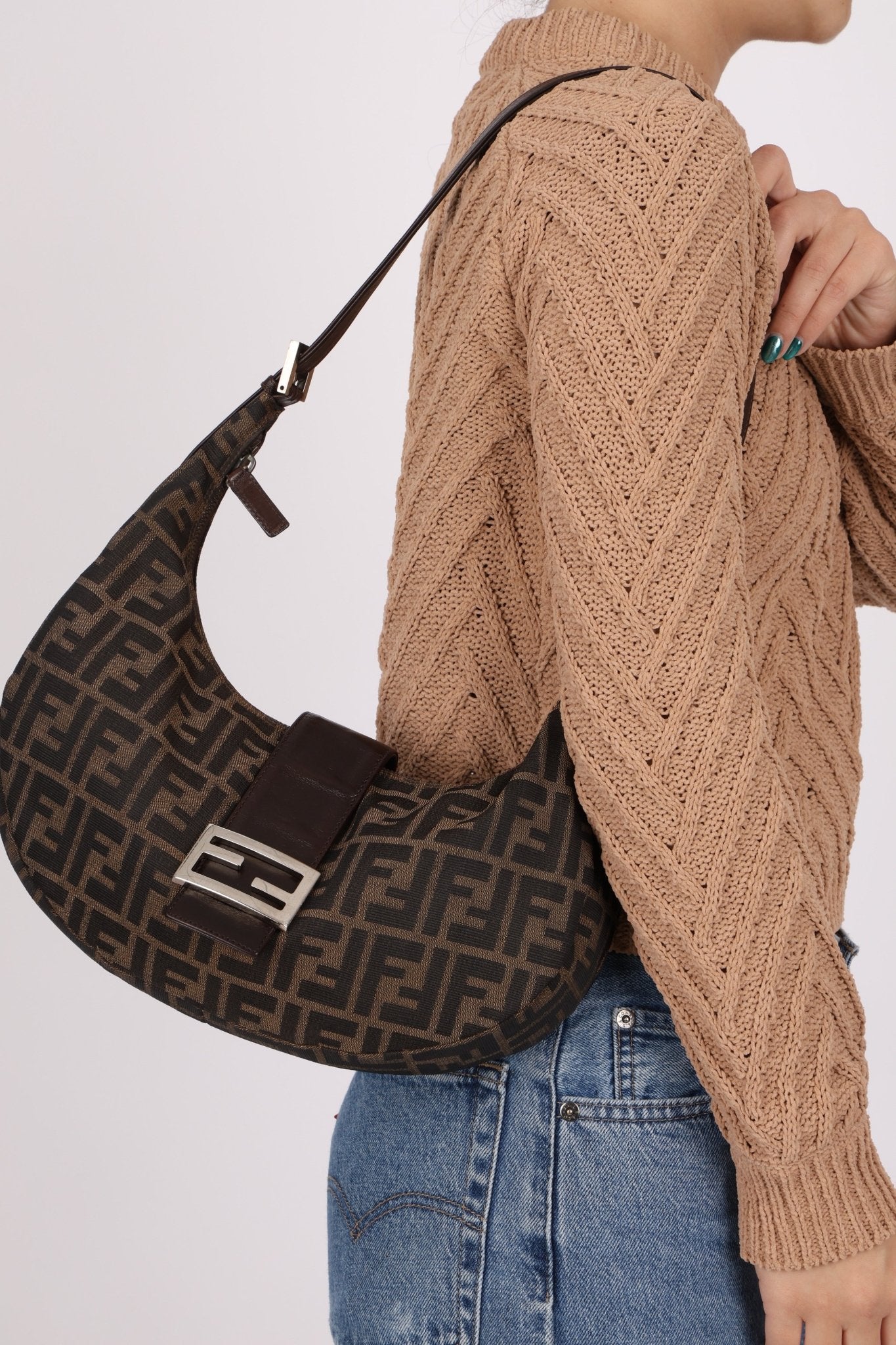 Fendi Zucca Small Croissant Bag - FashioNica