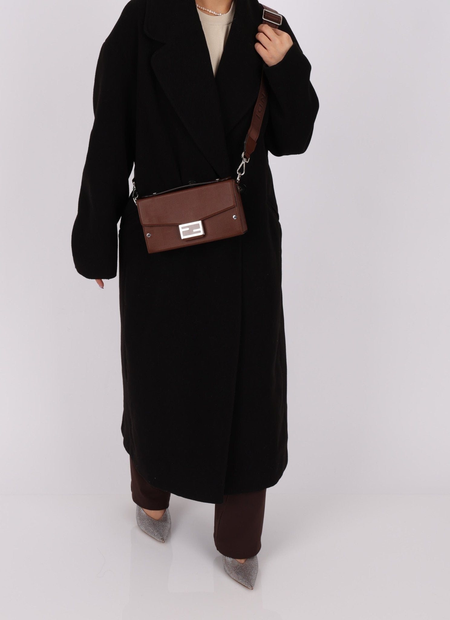 Fendi Zucca Soft Trunk Chocolate Baguette - FashioNica