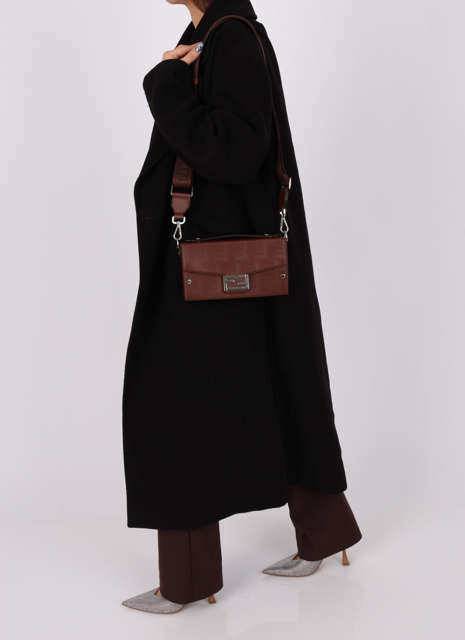 Fendi Zucca Soft Trunk Chocolate Baguette - FashioNica