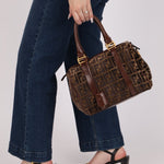 Fendi Zucca Velvet Boston Bag - FashioNica