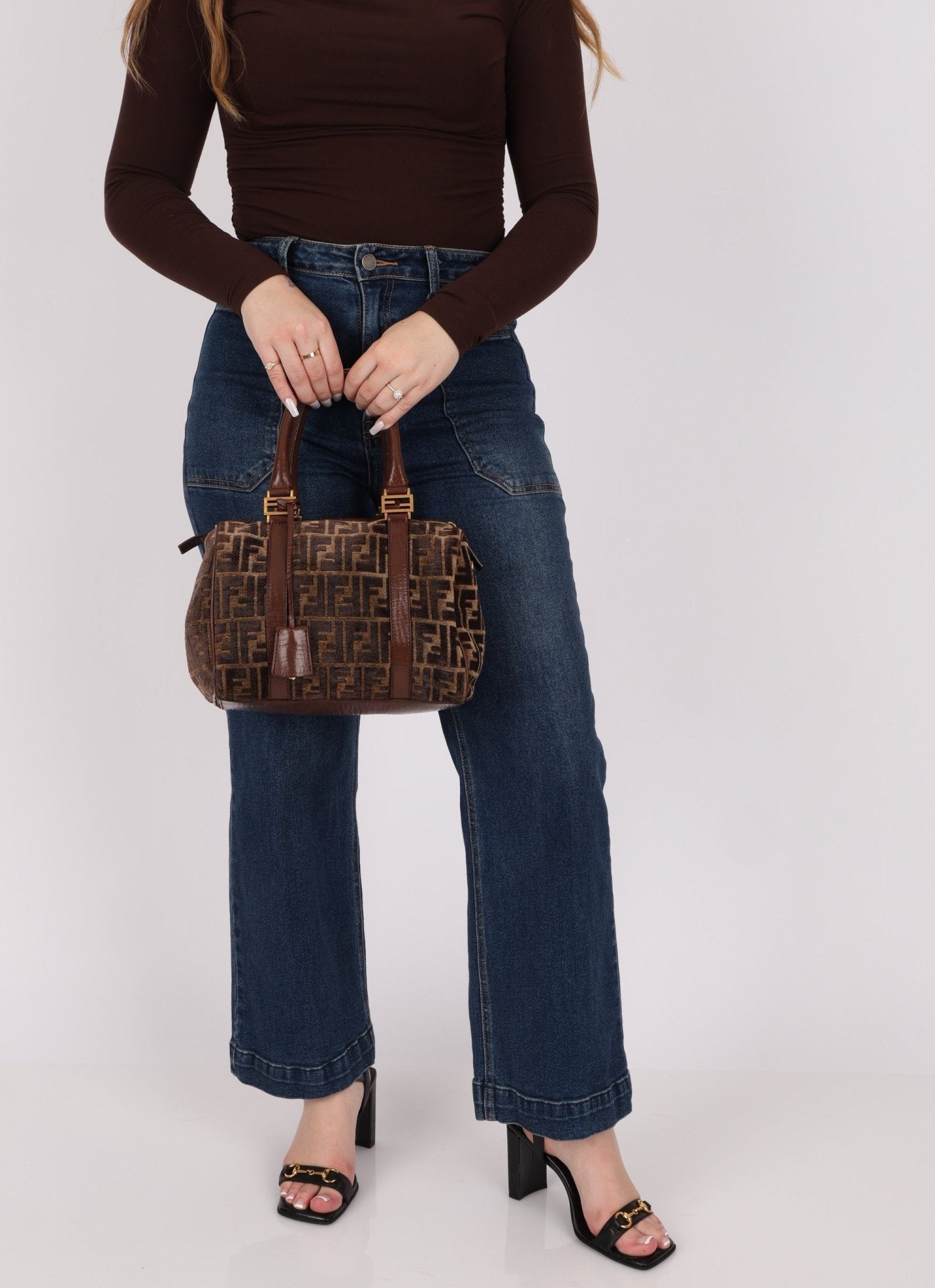 Fendi Zucca Velvet Boston Bag - FashioNica