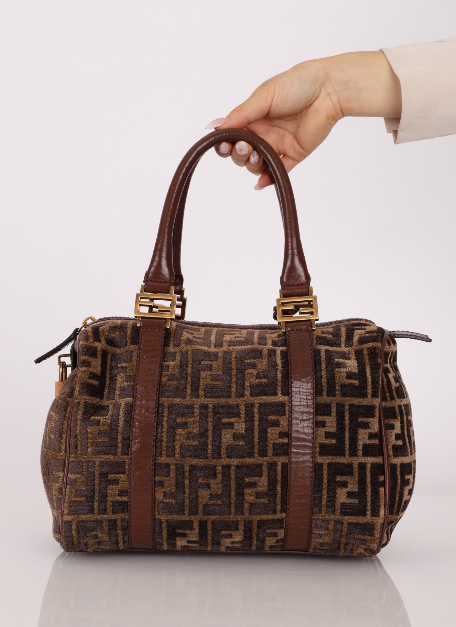 Fendi Zucca Velvet Boston Bag - FashioNica