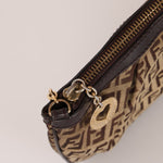 Fendi Zucchino Canvas Charm Chain Pochette - FashioNica