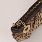 Fendi Zucchino Canvas Charm Chain Pochette - FashioNica