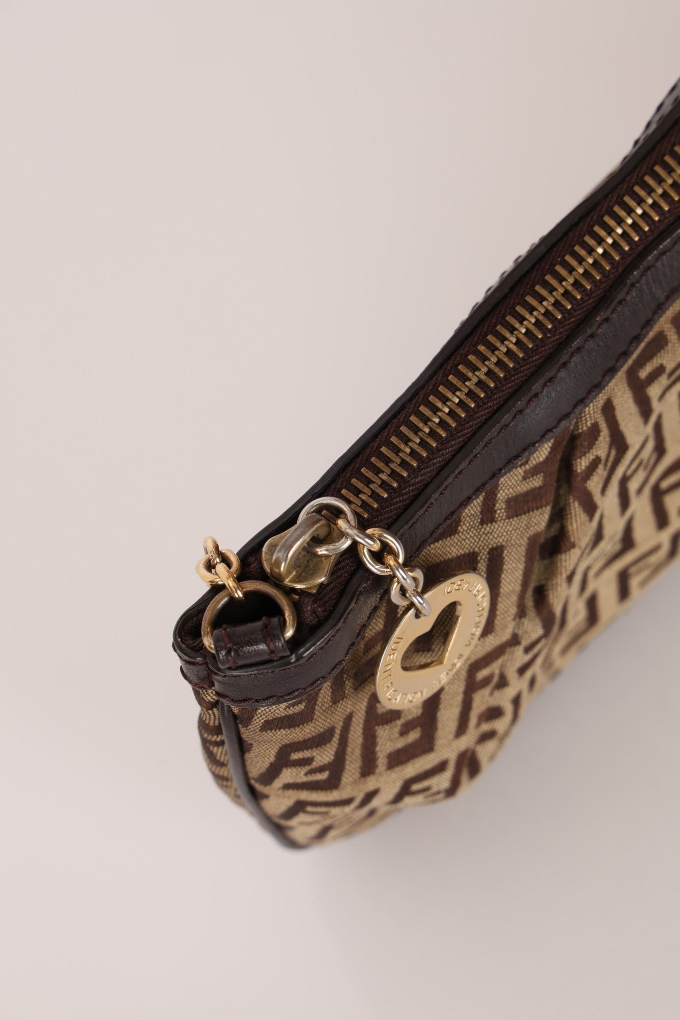 Fendi Zucchino Canvas Charm Chain Pochette - FashioNica