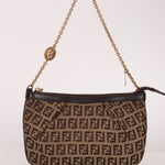 Fendi Zucchino Canvas Charm Chain Pochette - FashioNica