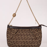 Fendi Zucchino Canvas Charm Chain Pochette - FashioNica