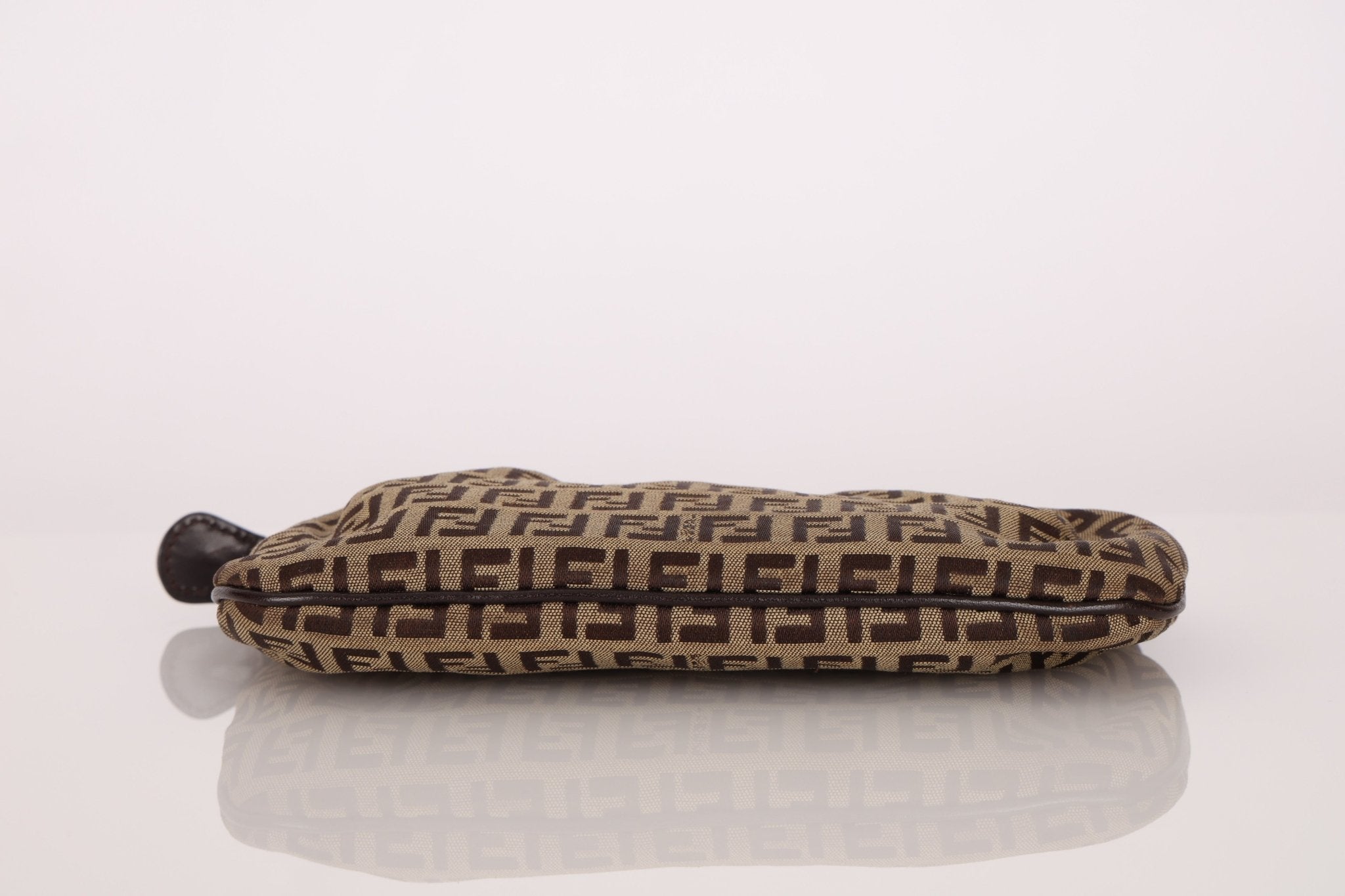 Fendi Zucchino Canvas Charm Chain Pochette - FashioNica