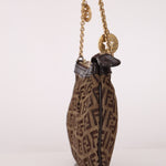 Fendi Zucchino Canvas Charm Chain Pochette - FashioNica