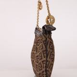 Fendi Zucchino Canvas Charm Chain Pochette - FashioNica