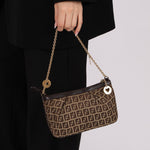 Fendi Zucchino Canvas Charm Chain Pochette - FashioNica