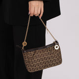 Fendi Zucchino Canvas Charm Chain Pochette - FashioNica