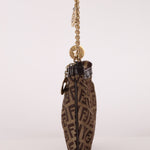 Fendi Zucchino Canvas Charm Chain Pochette - FashioNica