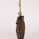 Fendi Zucchino Canvas Charm Chain Pochette - FashioNica