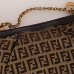 Fendi Zucchino Canvas Charm Chain Pochette - FashioNica