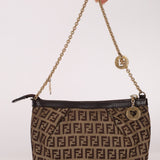 Fendi Zucchino Canvas Charm Chain Pochette - FashioNica