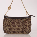 Fendi Zucchino Canvas Charm Chain Pochette - FashioNica