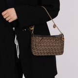 Fendi Zucchino Canvas Charm Chain Pochette - FashioNica