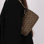 Fendi Zucchino Canvas Charm Chain Pochette - FashioNica