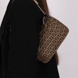 Fendi Zucchino Canvas Charm Chain Pochette - FashioNica