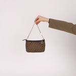 Fendi Zucchino Canvas Charm Chain Pochette - FashioNica
