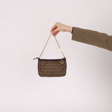 Fendi Zucchino Canvas Charm Chain Pochette - FashioNica