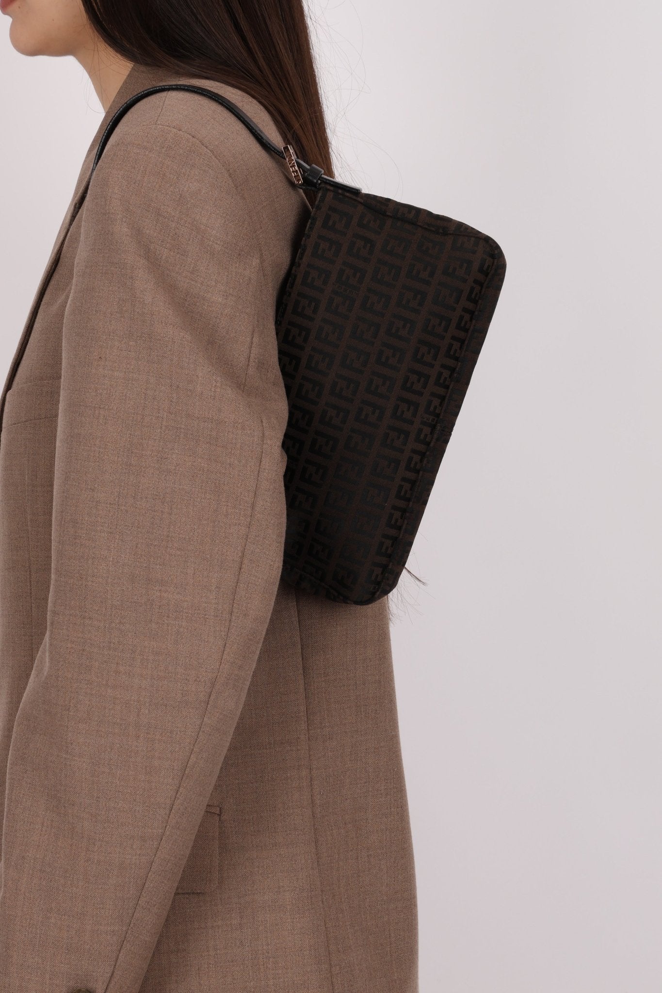 Fendi Zucchino Chocolate Pochette - FashioNica