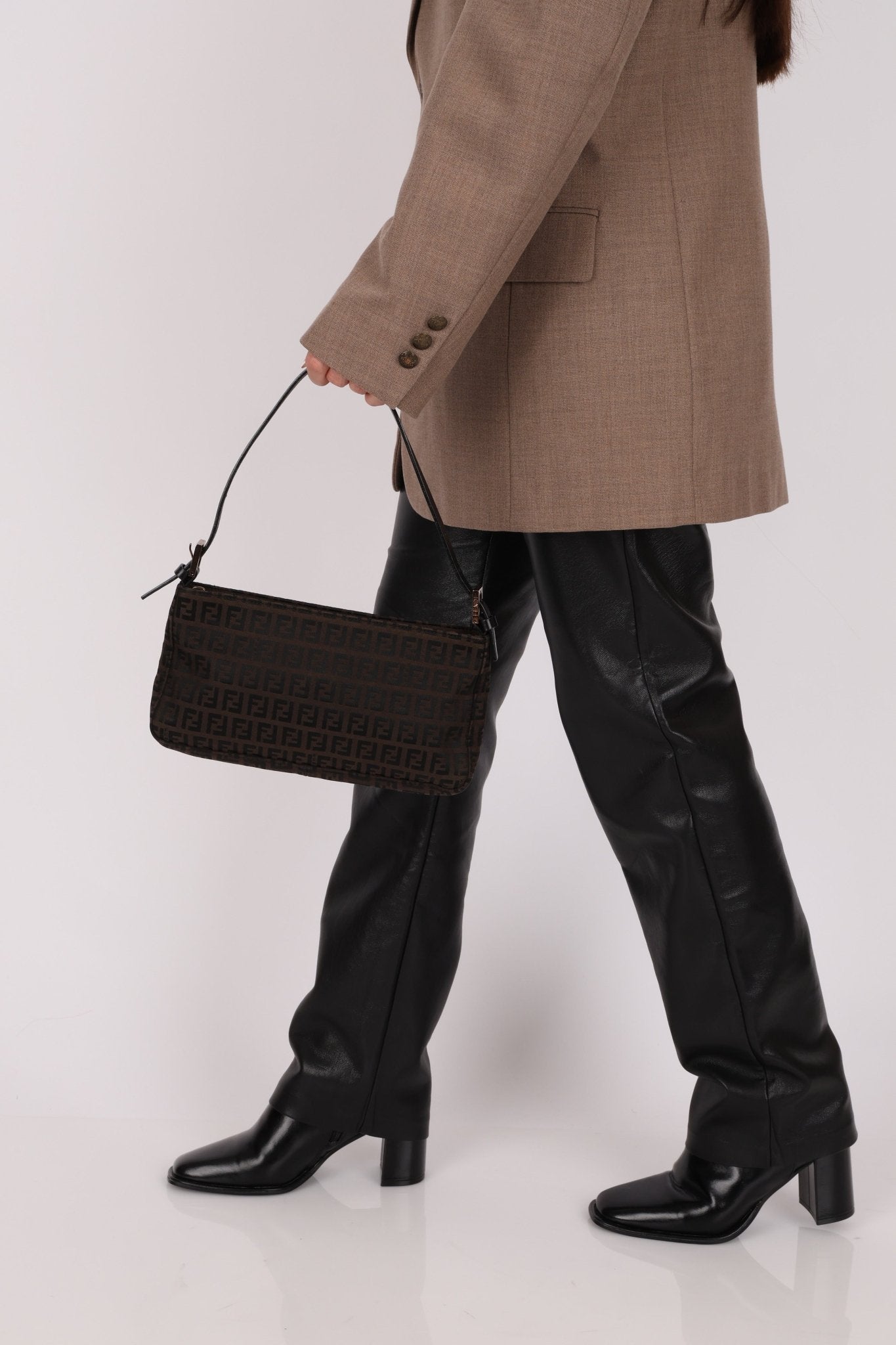 Fendi Zucchino Chocolate Pochette - FashioNica