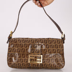 Fendi Zucchino Coated Canvas Baguette GHW - FashioNica