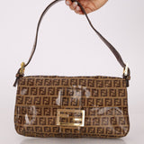 Fendi Zucchino Coated Canvas Baguette GHW - FashioNica