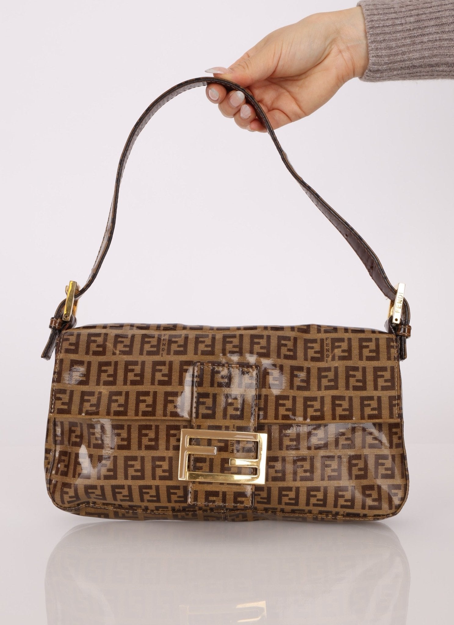 Fendi Zucchino Coated Canvas Baguette GHW - FashioNica