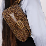 Fendi Zucchino Coated Canvas Baguette GHW - FashioNica