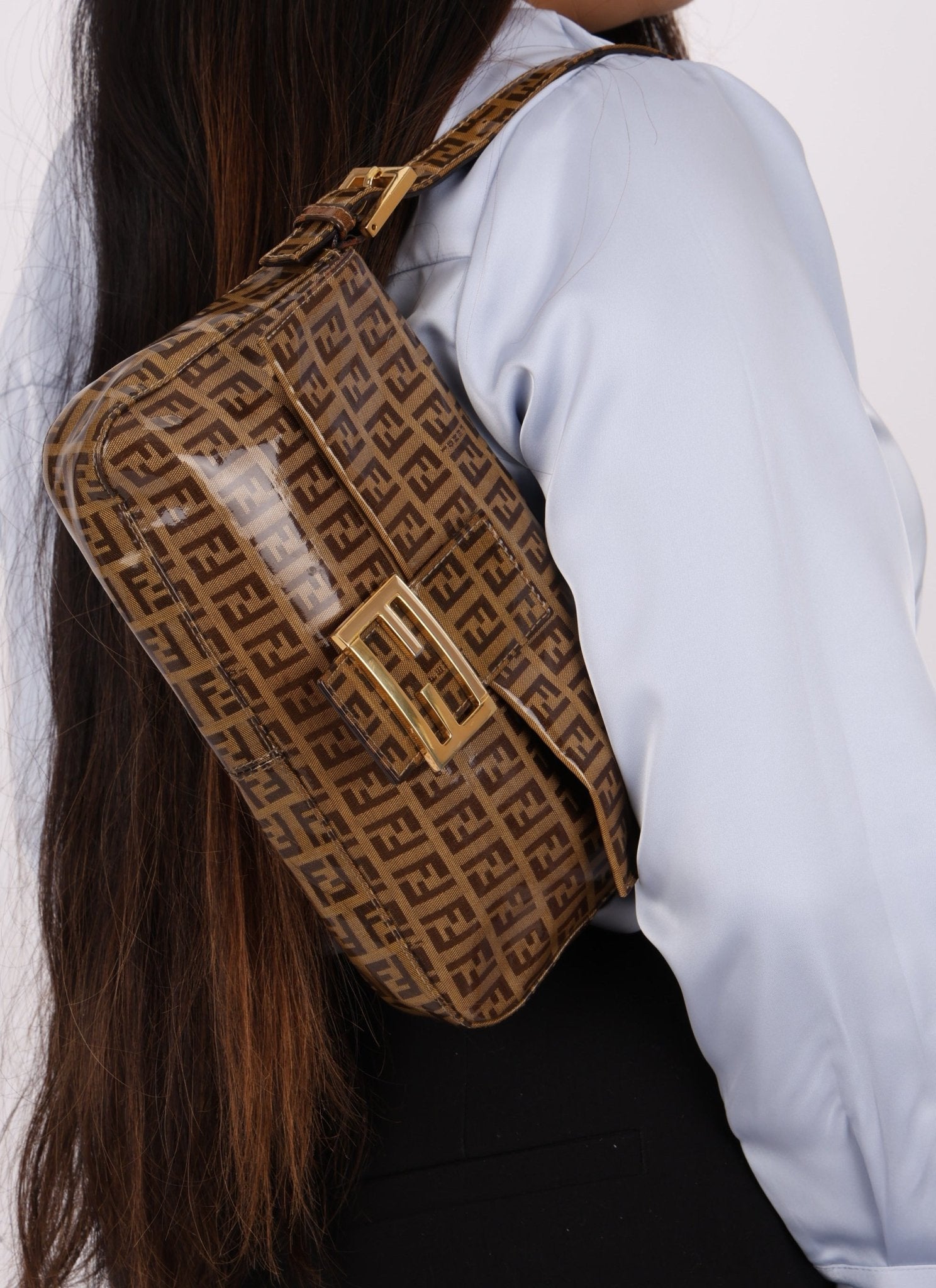 Fendi Zucchino Coated Canvas Baguette GHW - FashioNica