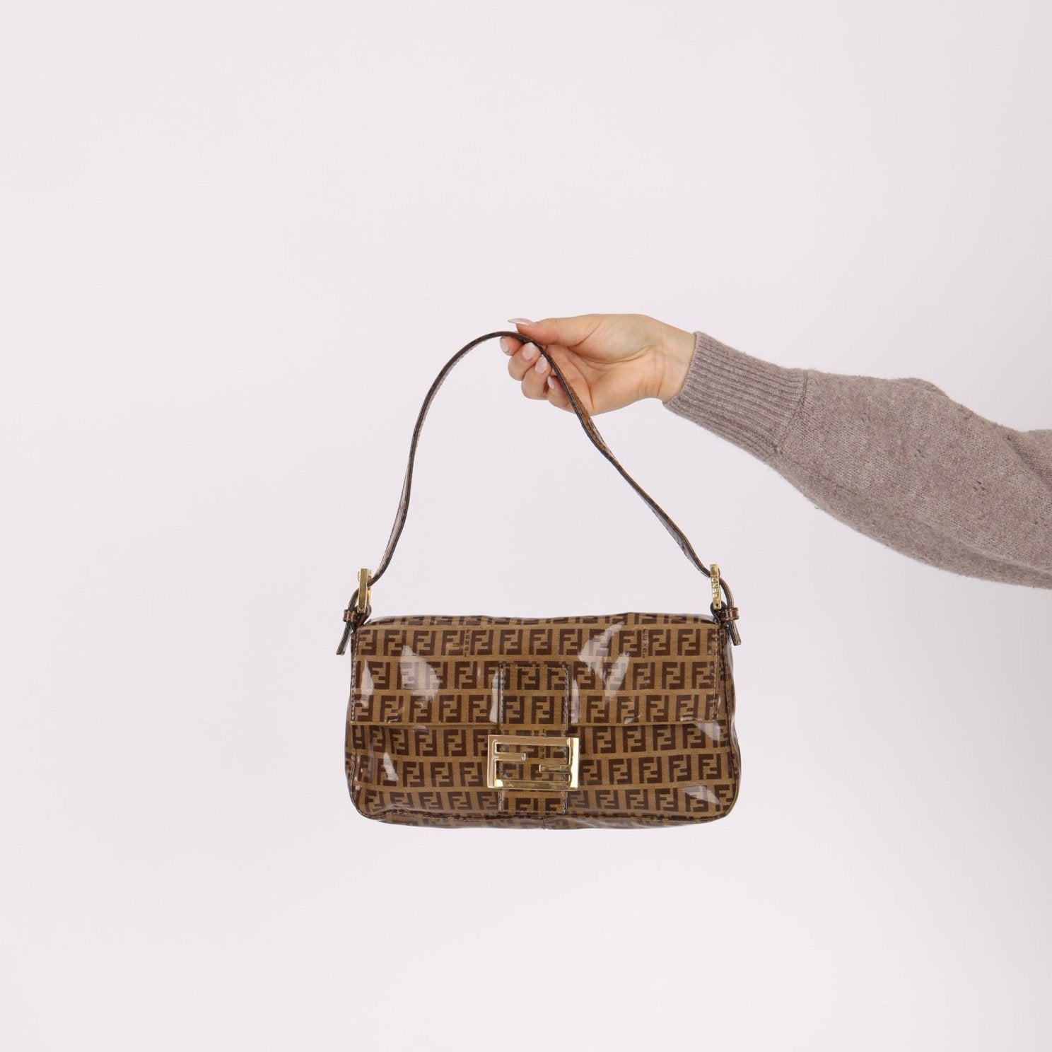 Fendi Zucchino Coated Canvas Baguette GHW - FashioNica