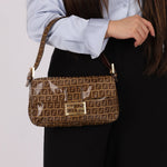 Fendi Zucchino Coated Canvas Baguette GHW - FashioNica