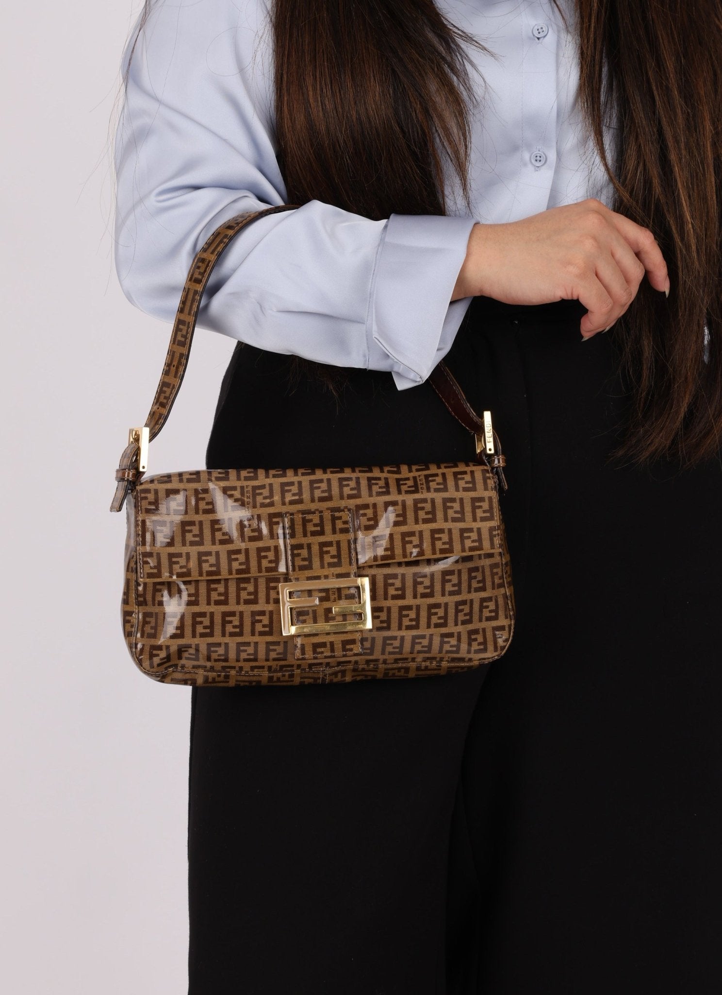 Fendi Zucchino Coated Canvas Baguette GHW - FashioNica