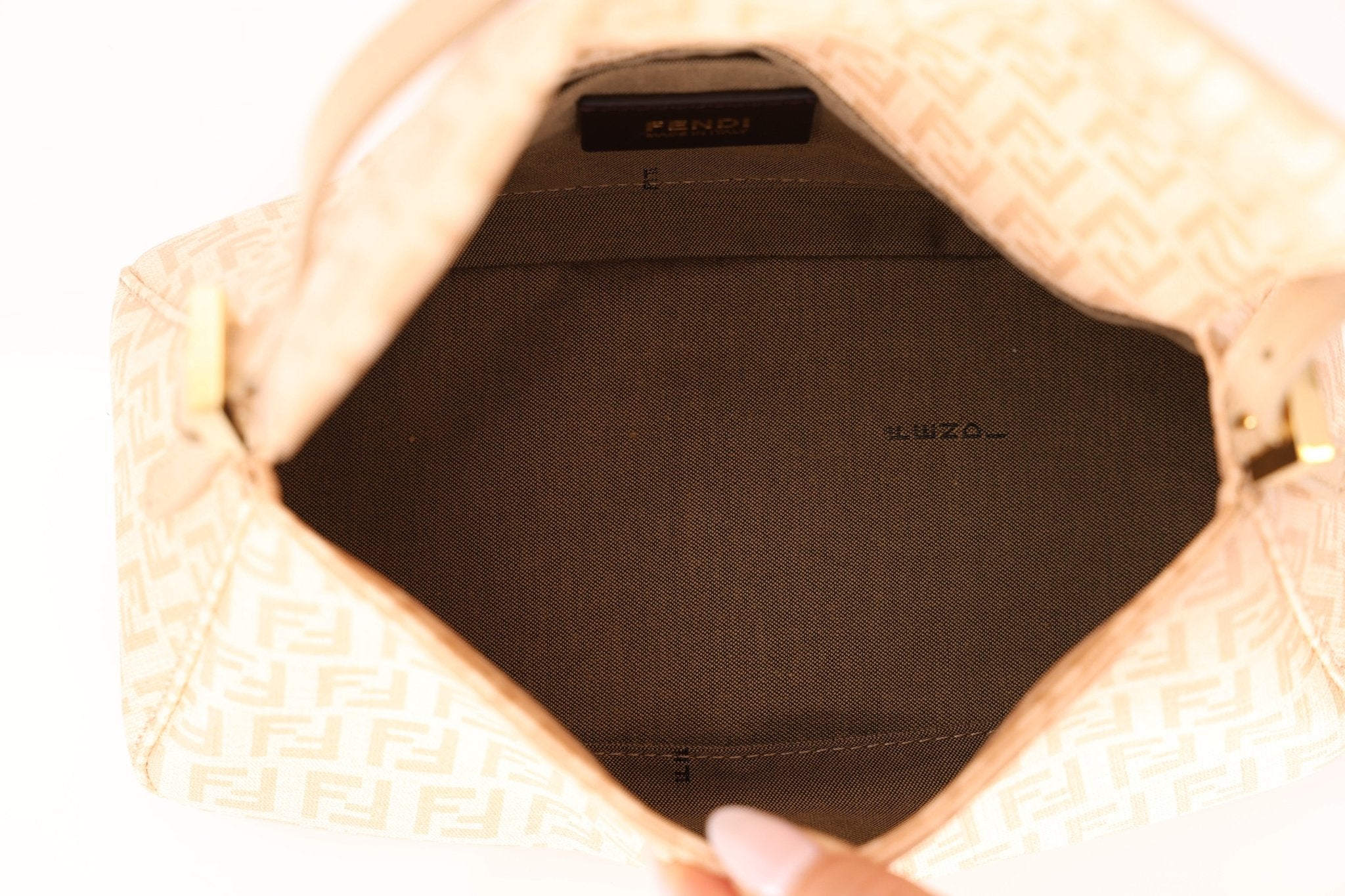 Fendi Zucchino Coated Canvas Mini Mamma Baguette GHW - FashioNica