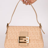 Fendi Zucchino Coated Canvas Mini Mamma Baguette GHW - FashioNica