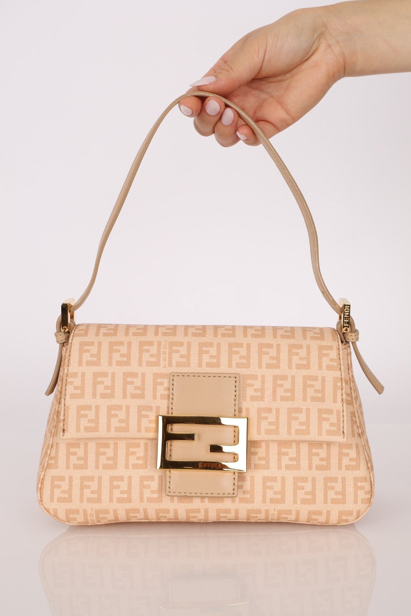 Fendi Zucchino Coated Canvas Mini Mamma Baguette GHW - FashioNica