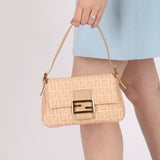 Fendi Zucchino Coated Canvas Mini Mamma Baguette GHW - FashioNica
