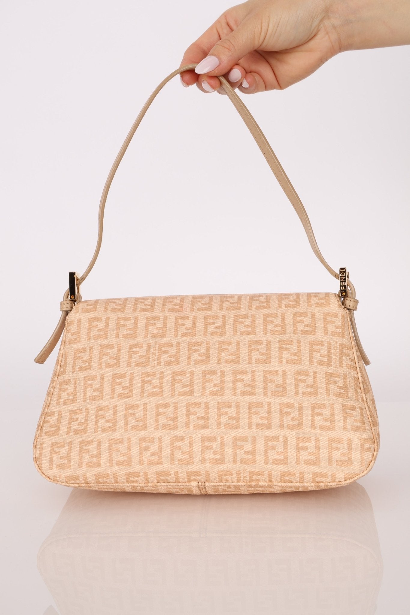 Fendi Zucchino Coated Canvas Mini Mamma Baguette GHW - FashioNica