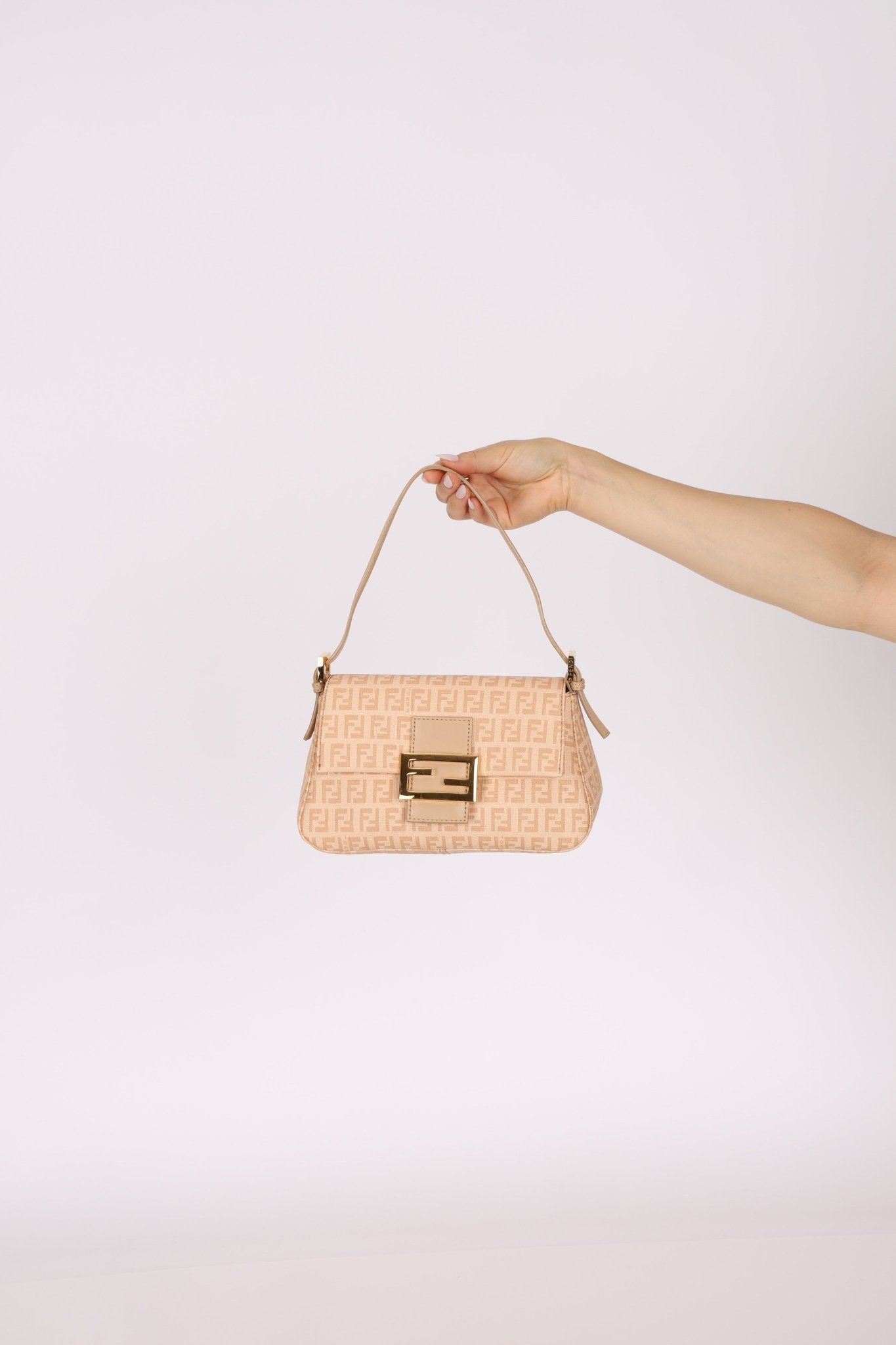 Fendi Zucchino Coated Canvas Mini Mamma Baguette GHW - FashioNica