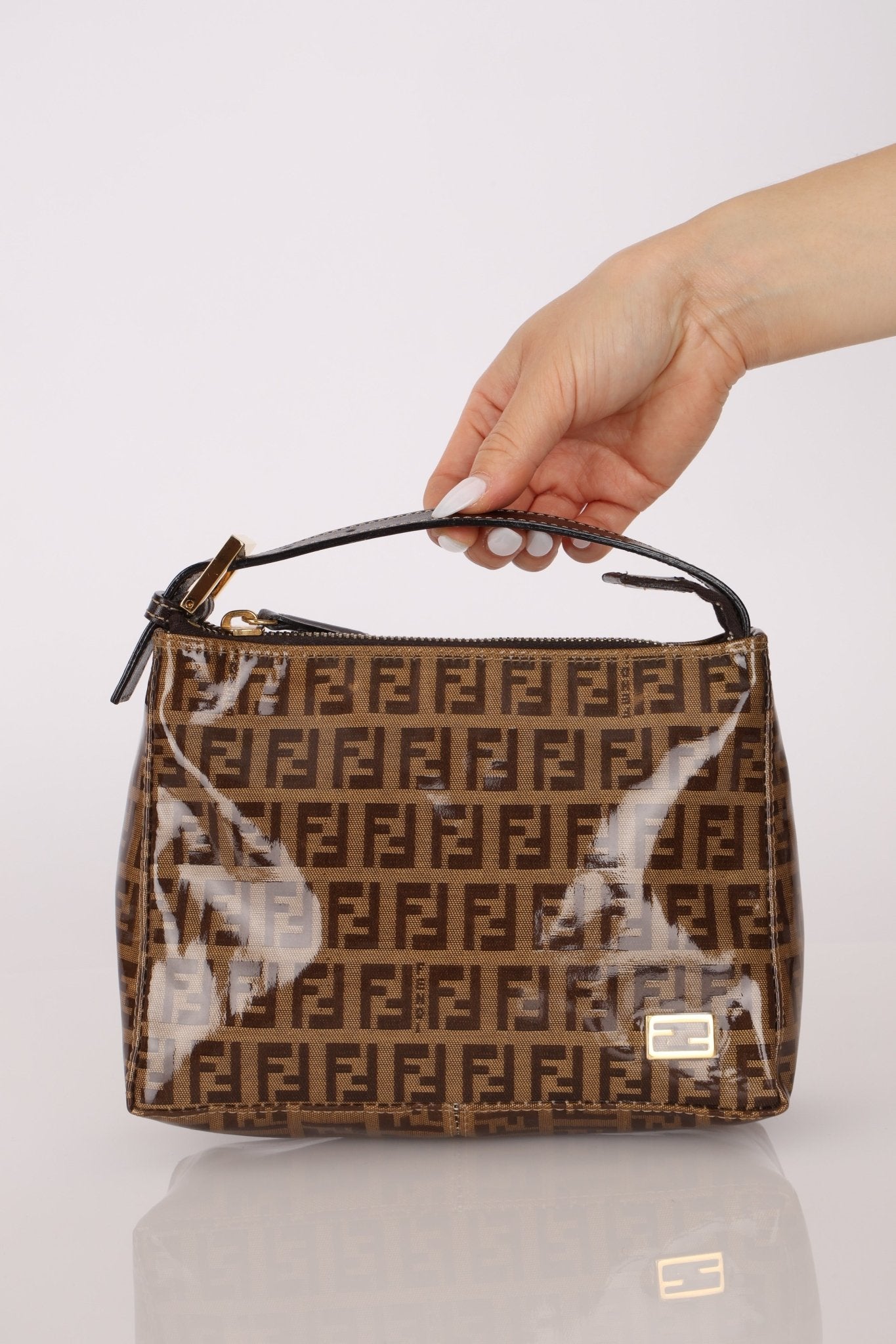 Fendi Zucchino Coated Canvas Mini Pouch - FashioNica