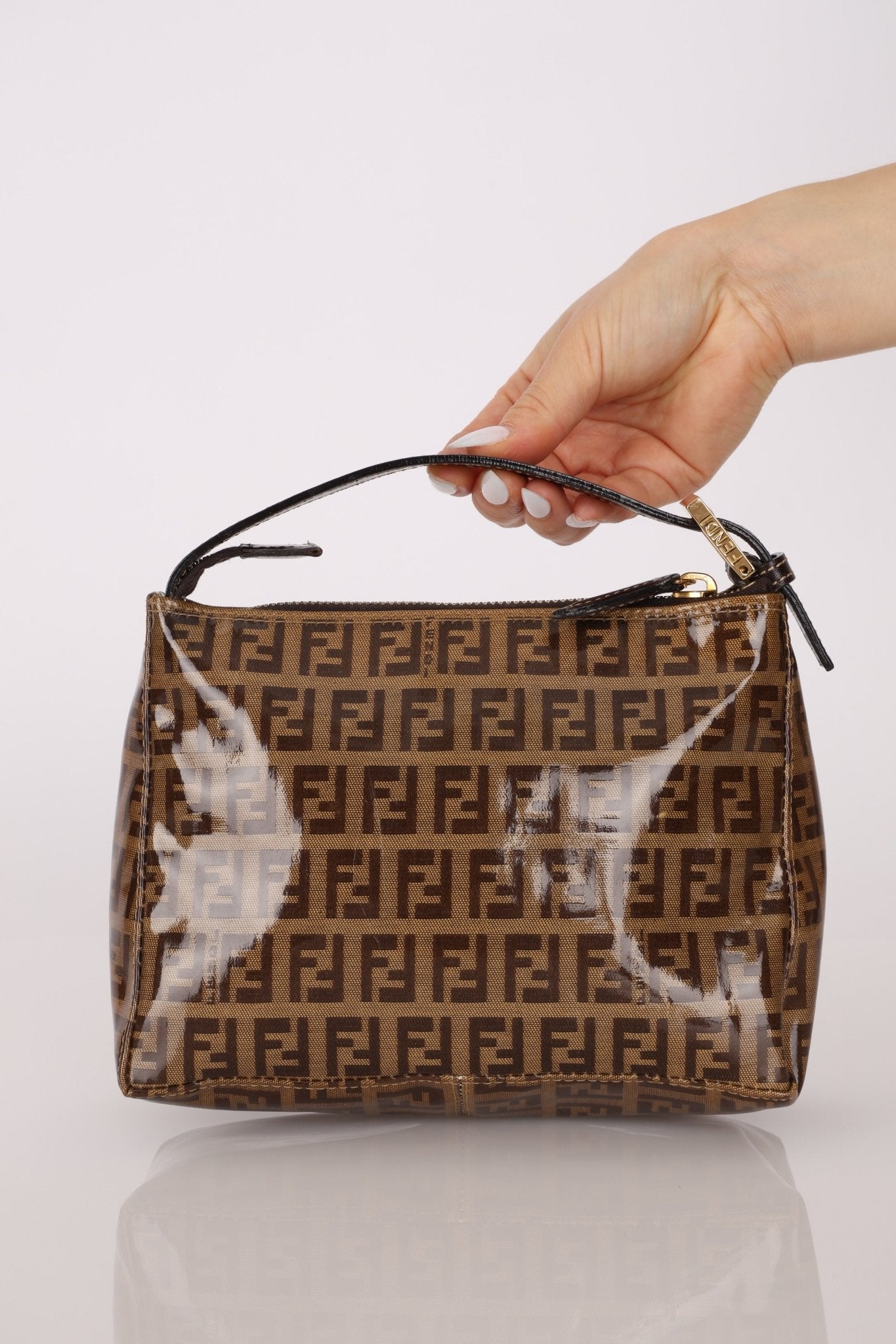 Fendi Zucchino Coated Canvas Mini Pouch - FashioNica