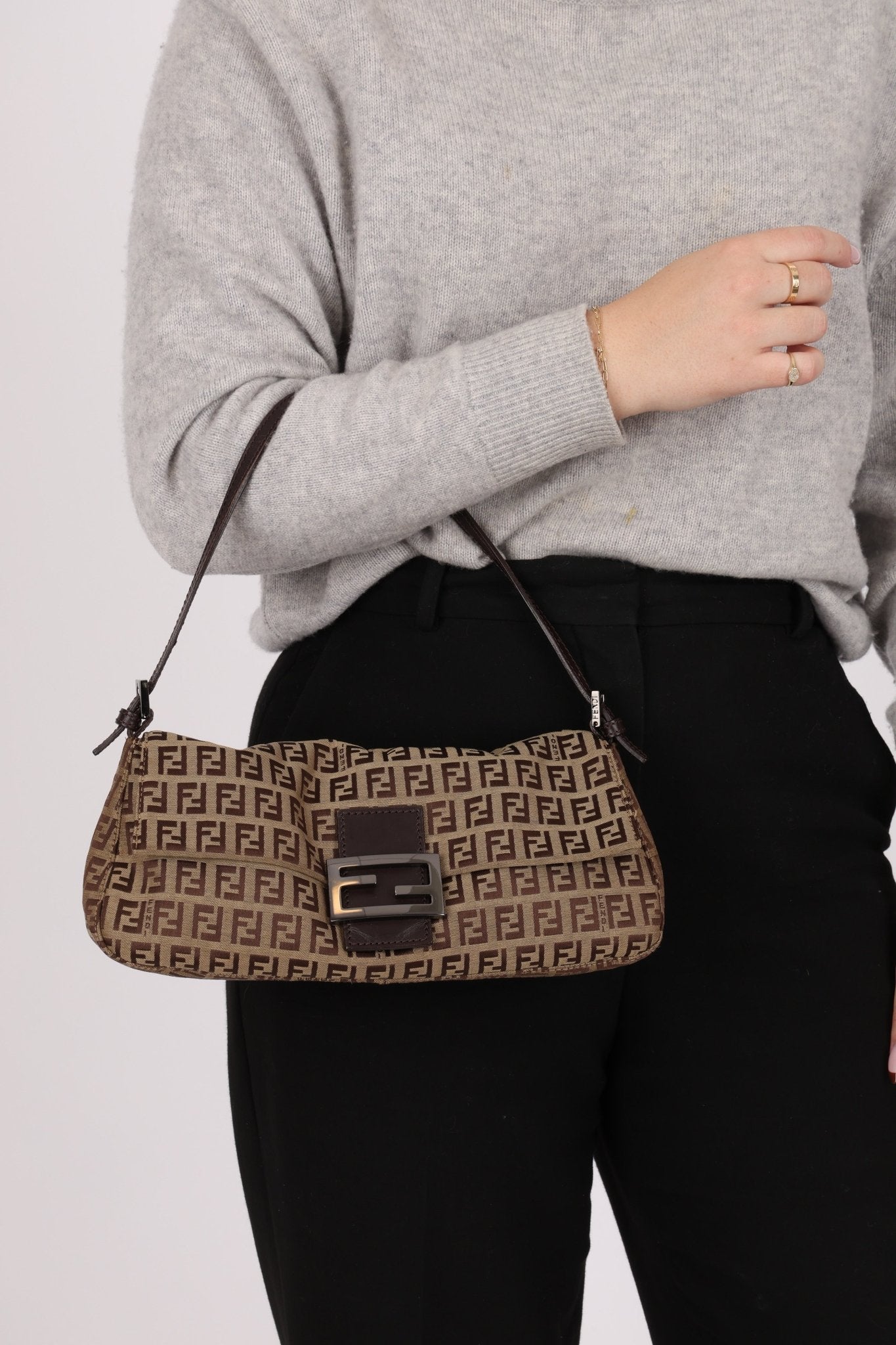 Fendi Zucchino East West Mamma Baguette - FashioNica