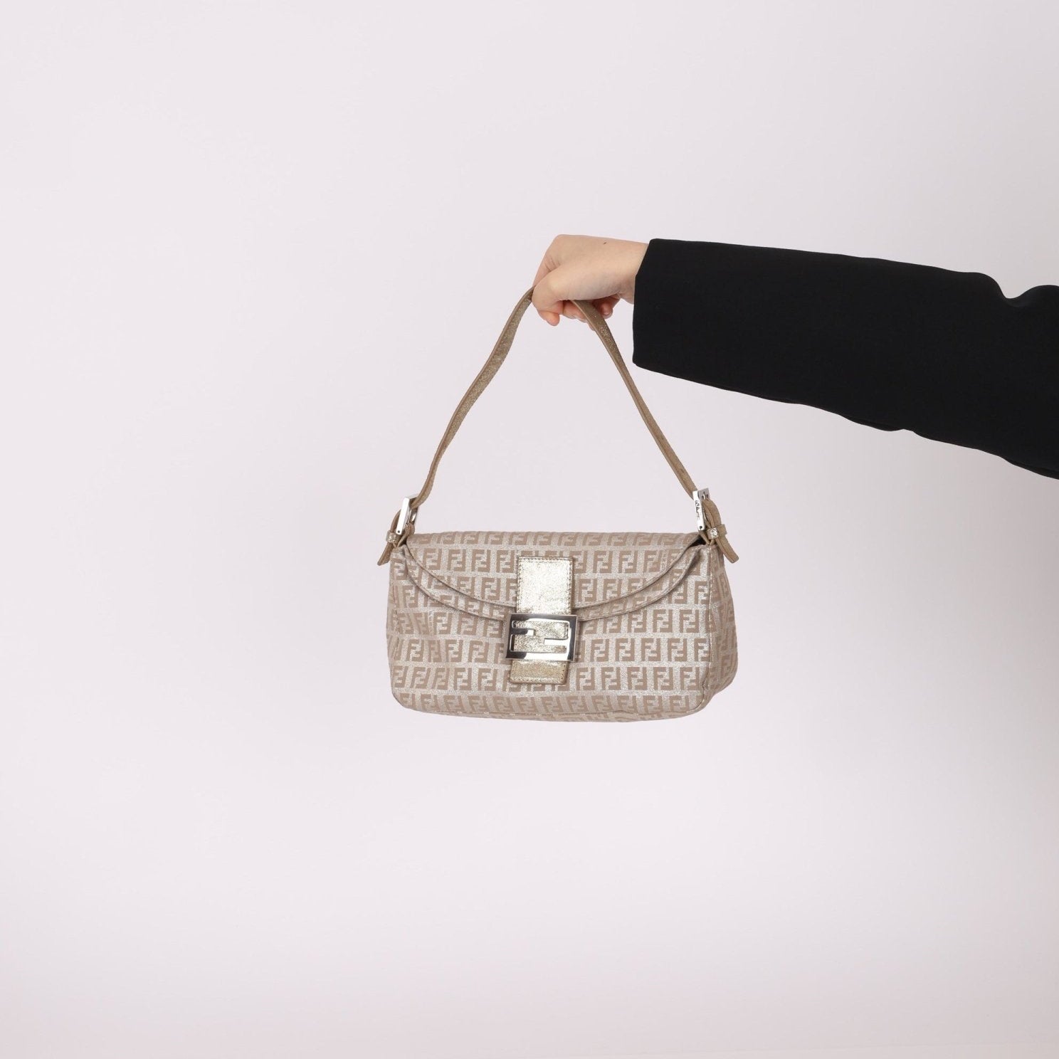 Fendi Zucchino Metallic Baguette - FashioNica