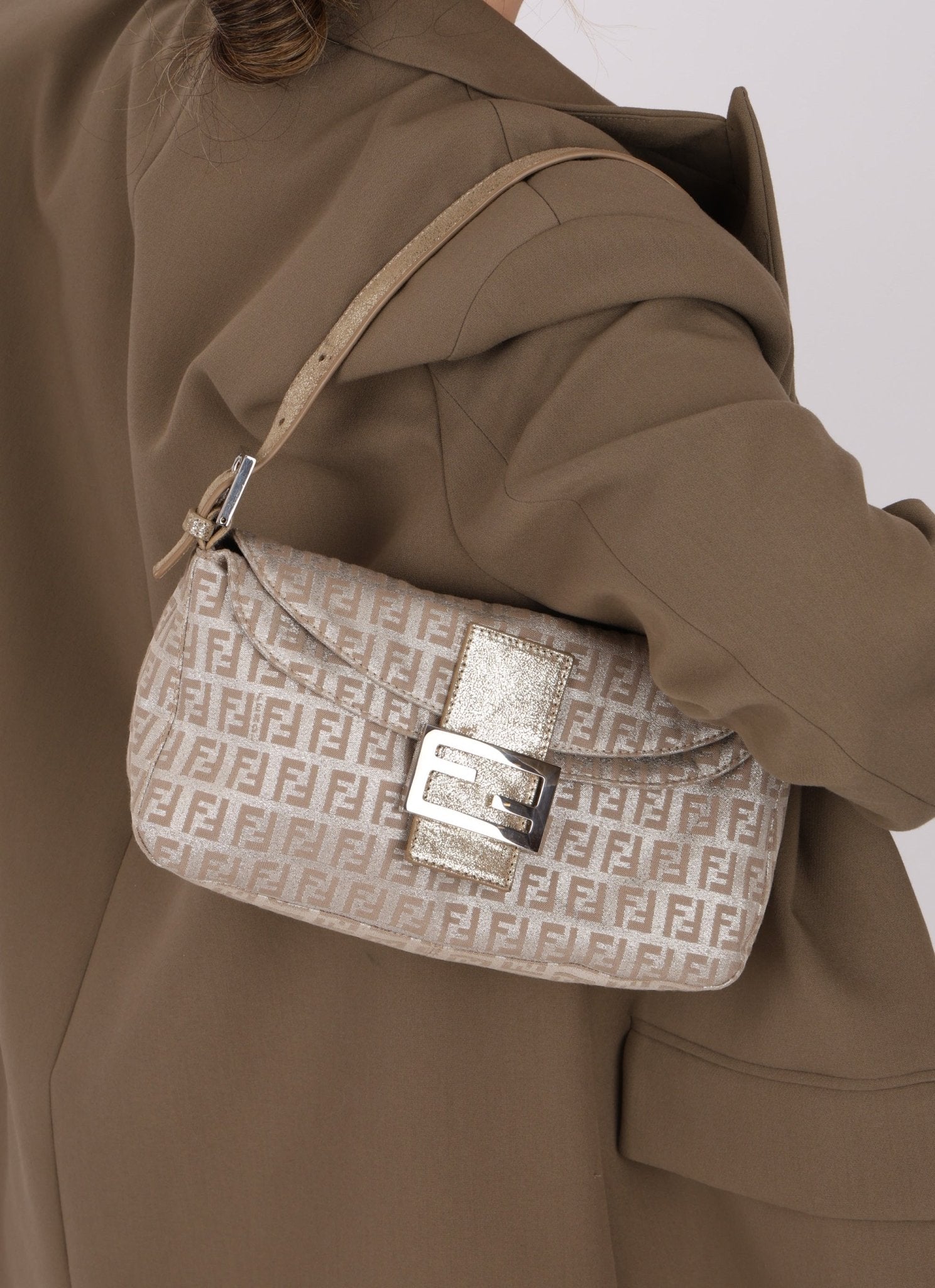 Fendi Zucchino Metallic Baguette - FashioNica